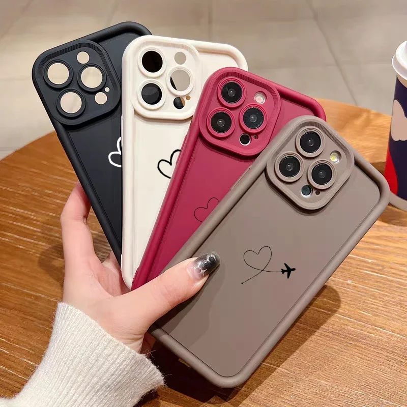 Creative Airplane Route Love Heart Design Phone Case Cover