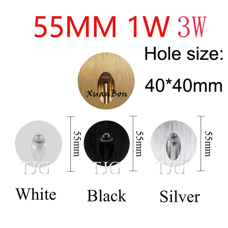 1W 3W LED Wall Sconce Lamps Embedded with Mounting Round Square Nightlight Stair Step Corridor Balcony Luminaire AC85-265V/DC12V