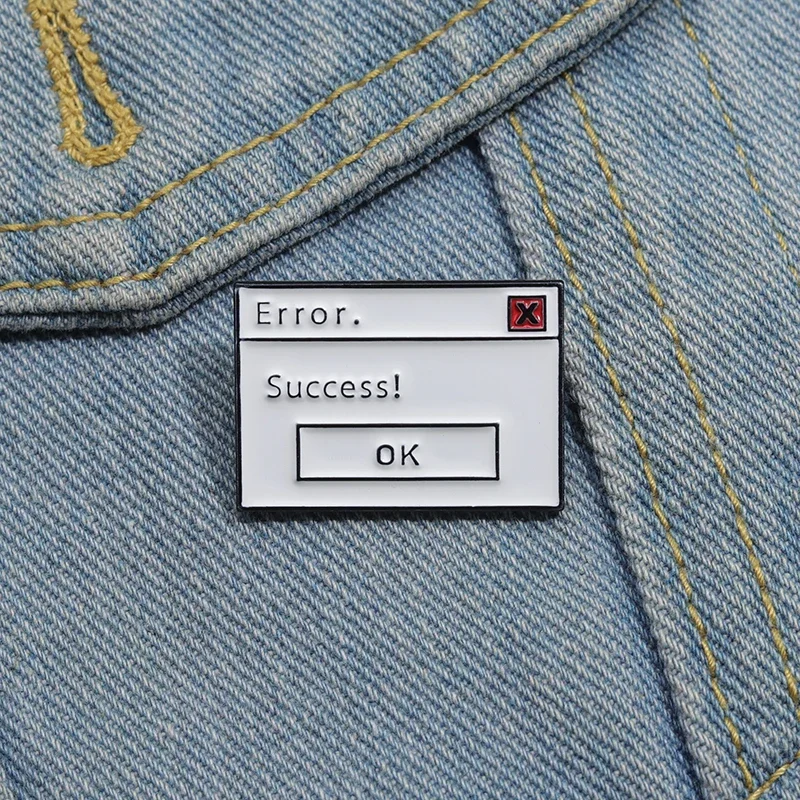 Click Error Success Option Emaille Pin Computer Seite Jump Box Revers Abzeichen Brosche Metall Lustige Schmuck Pin für Rucksack Zubehör – Detail 7