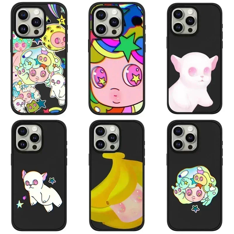 

Black Frosted Cartoon Big Eyes Girl iPhone 13 14 15 Pro Max Case - Protective iPhone Case