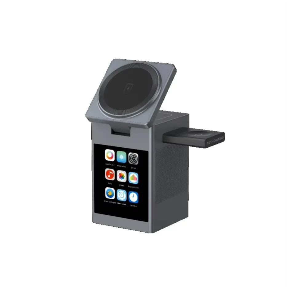 شاشة LED مغناطيسية شاحن لاسلكي حامل سمّاعات بلوتوث...