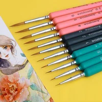 4Pcs/set Weasel Hair Wooden Handle Watercolor Paint Brush Pen Miniature Hook Line Pen for Gouache Oil Acrylic Painting Brushes 2