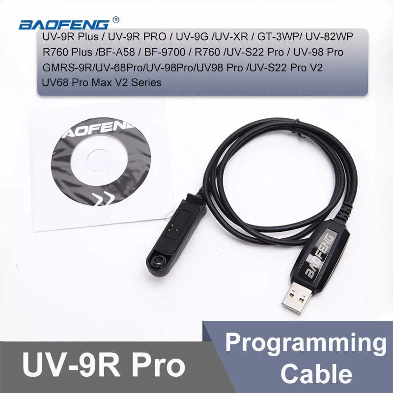 

Baofeng UV-9R Pro USB Programming Cable BF-9700 BF-A58 UV-XR UV-5R WP GT-3WP UV-5S UV 9R Plus BF-A58 Walkie Talkies Accesssories