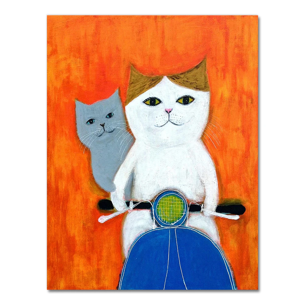 Quadro Su Tela 200x100 Cm 5 Pezzi Gatto Grigio | Stampa HD Animale, Decorazione Moderna Multipannello
