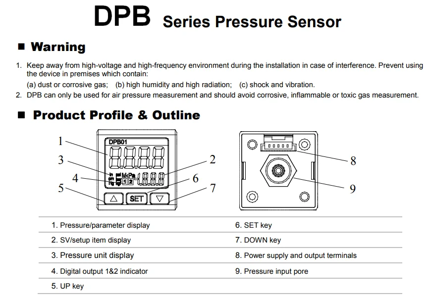 Delta DPB Pressure sensor DPB01N-P DPB10N-P DPB01P-P DPB10P-P pressure gage