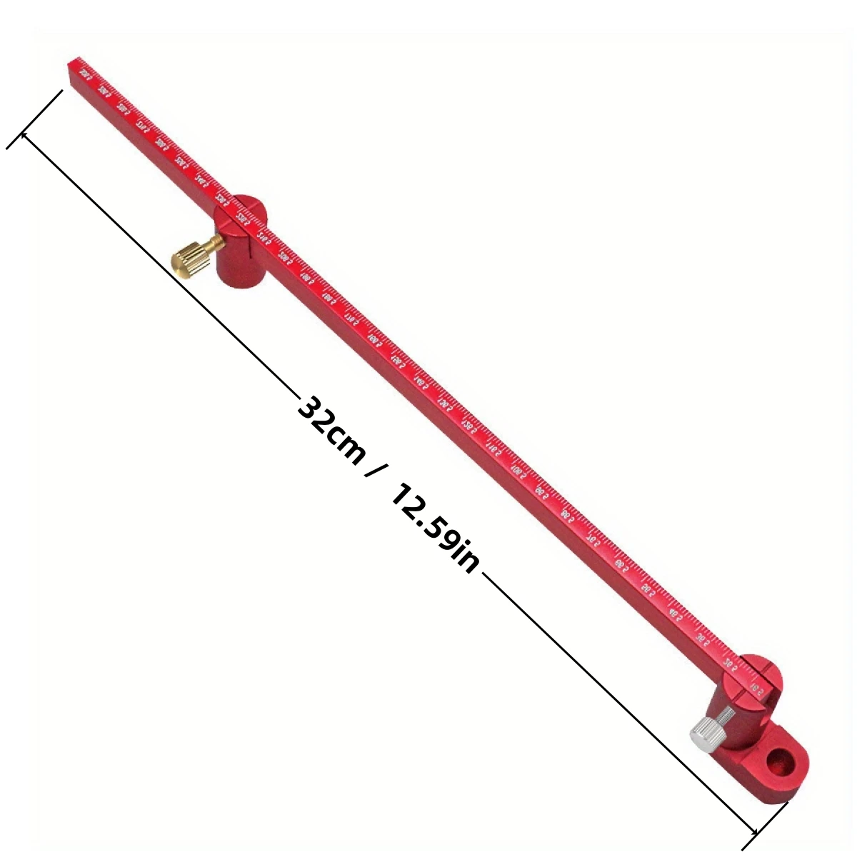 320mm/550mm Holzbearbeitungs-Anreißlineal, Metrisch & Zoll, Verlängertes Aluminium-Anreißlineal, Holzbearbeitungs-Zirkel – Detail 6
