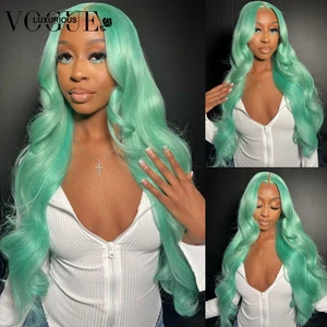 13x6 Mint Green Brazilian Virgin Human Hair Wigs for Women Loose Body Wave HD Lace Closure Glueless Wig Ready to Wear Preplucked