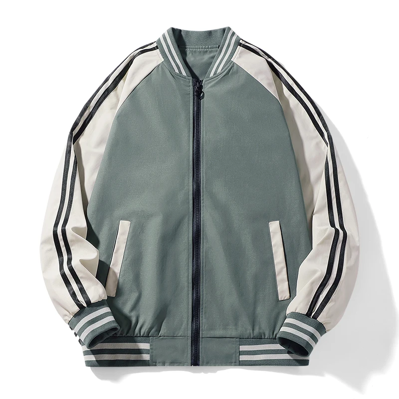 Bomber Jacket Men's High Street Stitched Striped Jogger Youth Casual Fashion Sports Baseball Protect against wind clothing M-5XL