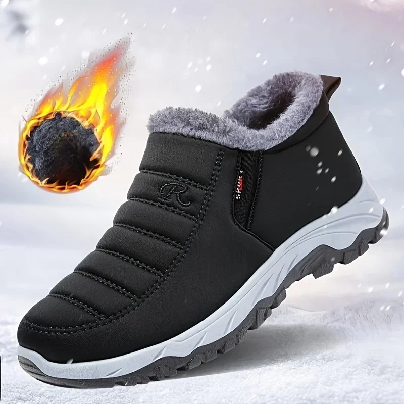 

Women's Fleece Lined Snow Boots, Winter Warm Waterproof Slip On Ankle Boots, Thermal Outdoor Short Boots