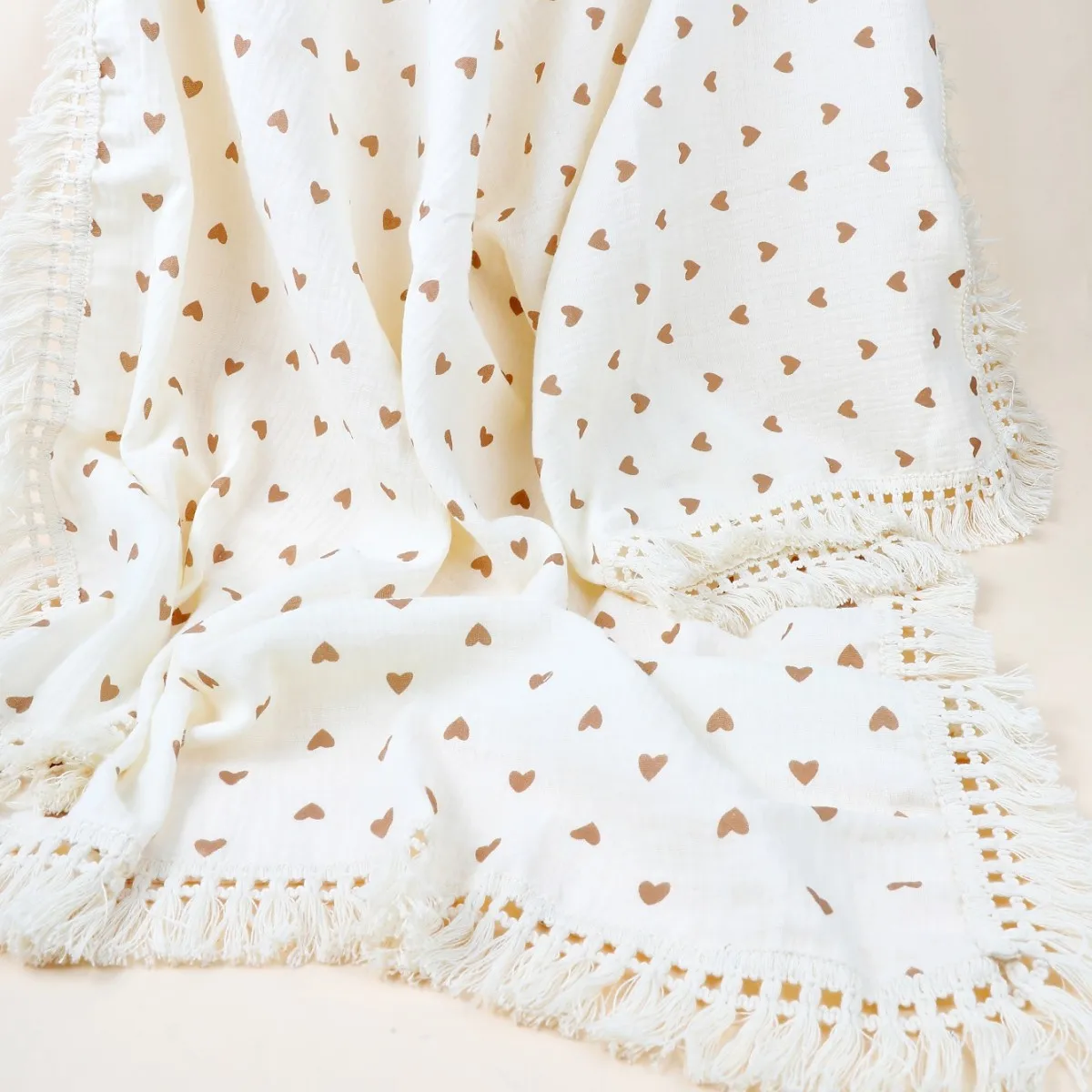 귀여운 만화 프린트 코튼 모슬린 아기 배넷저고리 담요, 신생아용 부드럽고 통기성 좋은 수신 담요, 남아 및 여아용 9 아기 프린트 러브 하트 배넷저고리 담요, 통기성 목욕 가운, 유아 스토커 커버 담요, 코튼 2 레이어