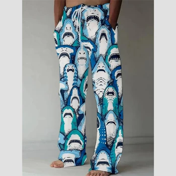 Pantaloni casual da uomo Shark A 3d Stampati Nuovi pantaloni invernali da uomo Pantaloni sportivi larghi da uomo con tasca casual 1