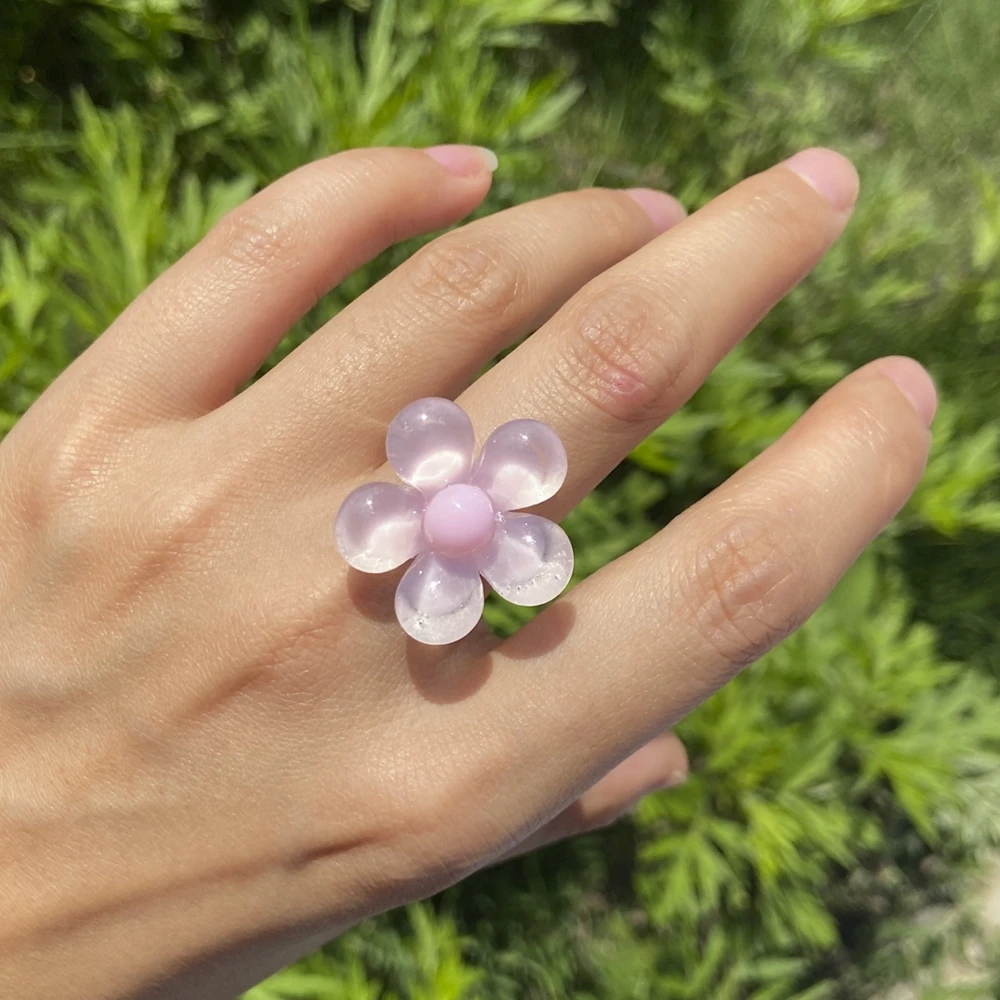 Buy Vintage 90s Adjustable Pink Plastic Flower Ring Online in India - Etsy