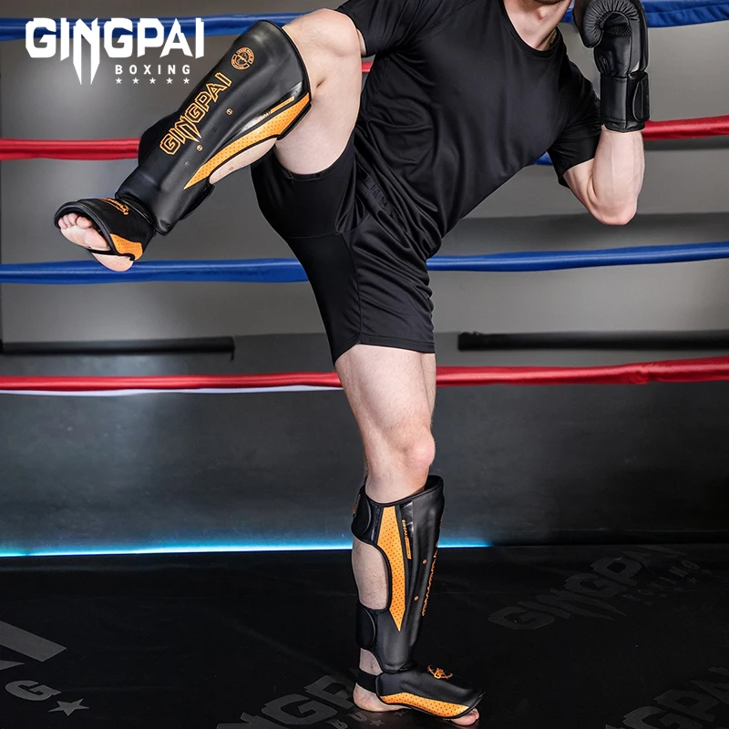 Shin Guard Pads Kickboxing Shin Guards Kickboxing Leg Guards Professional Kickboxing Leg Guard Muay Ankle Protector Sparring MMA Shin Boxing Thickened Fighting Gear Ankle Protective Guards