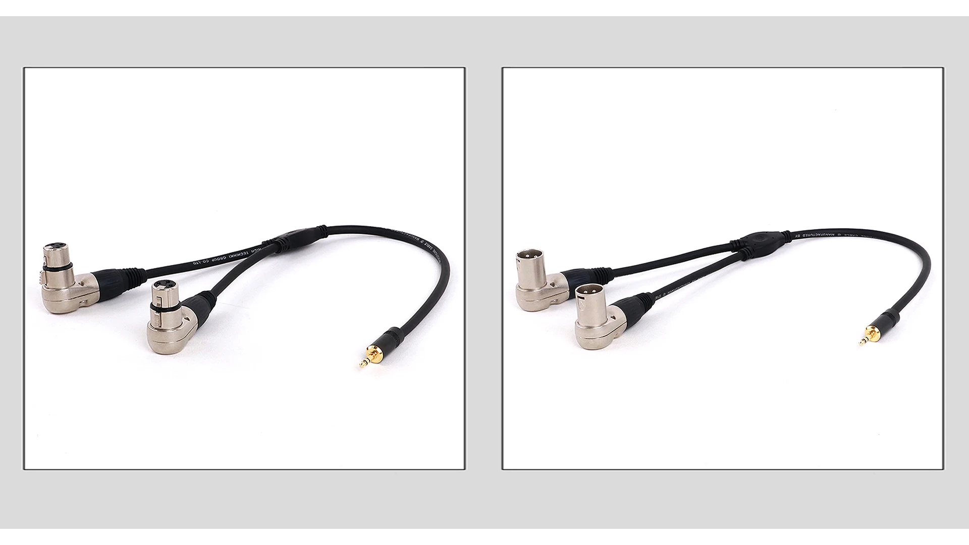 3,5mm Stecker an Dual 2 xlr rechtwinkliger Stecker y Splitter 30cm/50cm Adapter kabel Kabel für Verstärker Lautsprecher Kopfhörer Mixer – Detail 4