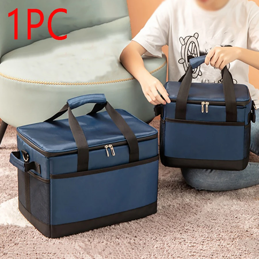 Outdoor Camping Picnic Aluminum Foil Insulated Box Handheld Cooler Fresh Box Crossbody Bento Lunch Bag Home Large Capacity