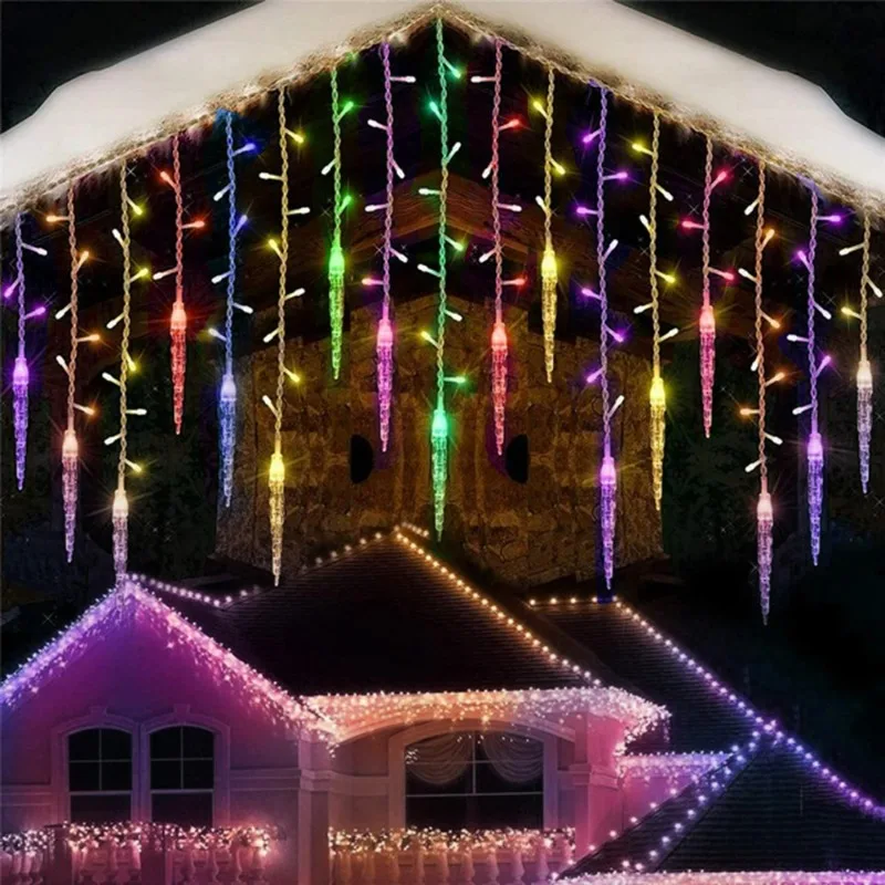 

3M LED Curtain Icicle String Lights Christmas Garland Waterfall Outdoor Garden Decoration Fairy Light for Street Eaves Patio