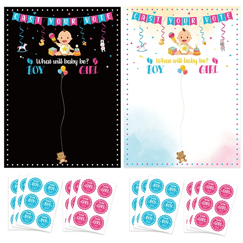 

Boy or Girl Gender Reveal Voting Game Poster Board with Stickers Baby Gender Reveal Party Decoration Baby Shower Supplies