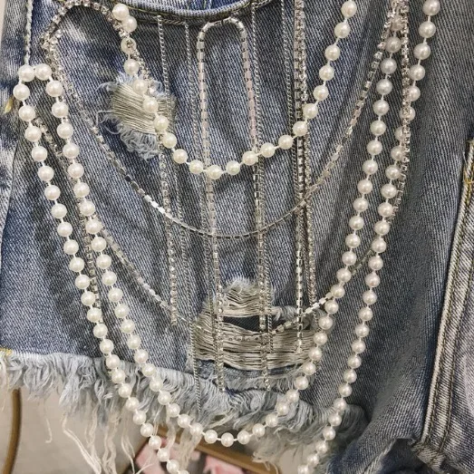 Blue jeans with holes, women's washing water high waist, thin women's hot pants in summer  jean shorts  harajuku  short mujer