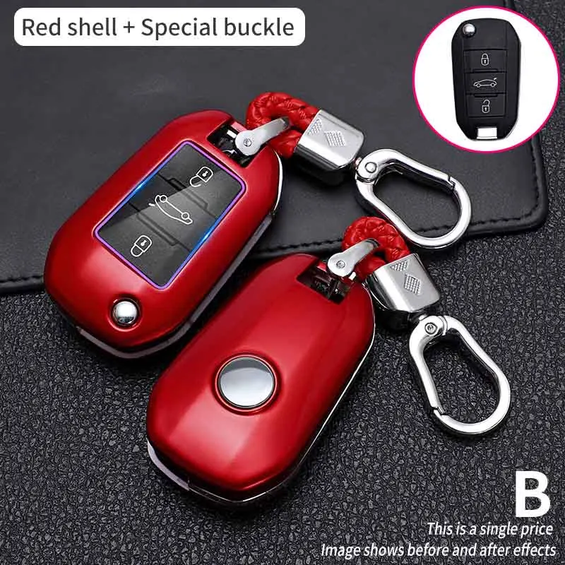 Custodia per chiave auto in fibra di carbonio per Peugeot 208 107 206 306 307 308 2008 3008 4008 5008 RCZ Citroen C1 C2 C3 C4 C5 CACTUS C8 - Sce285e27095145408aa232cf0d0b63c7p