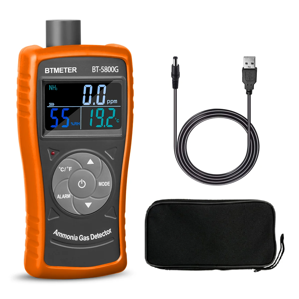 

Ammonia Gas Detector BT-5800G Rechargeable Ammonia Gas Monitor 0~100 PPM Professional Ammonia Meter for Farm, Pigs and Livestock