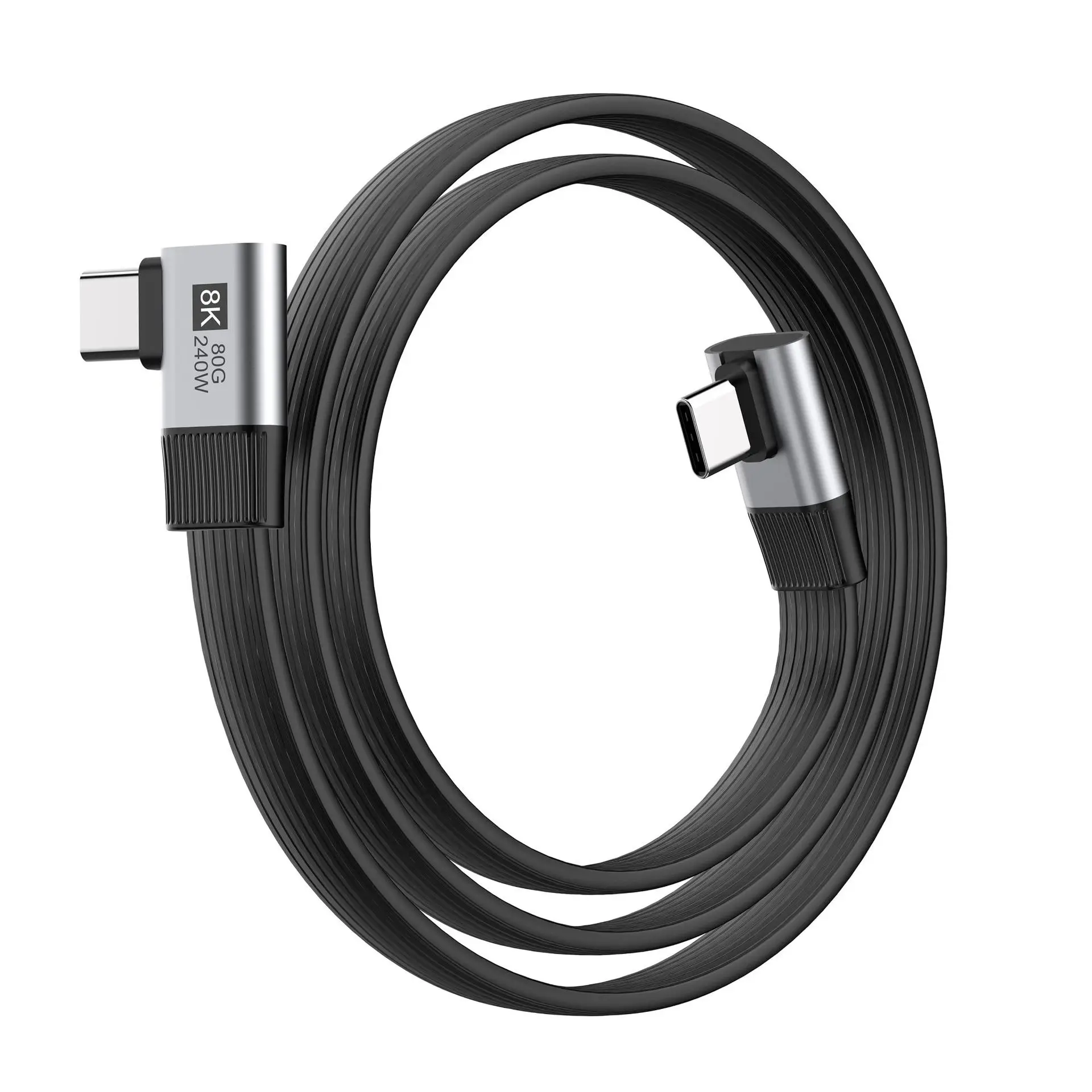 High-Speed Right Angle USB-C to USB-C Fast Charging Cable - 240W 90-Degree Connector
