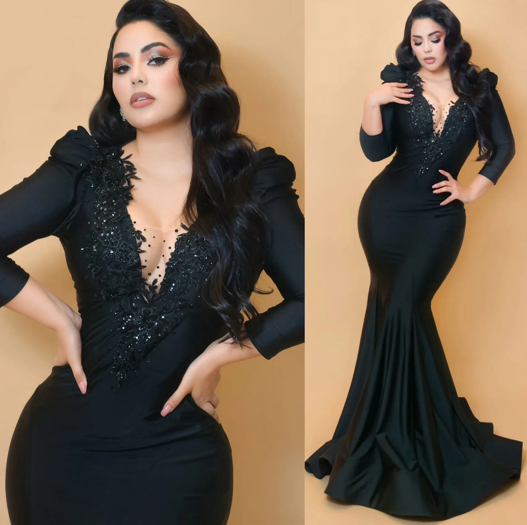 

2024 Black Mermaid Prom Dresses Lace Beaded Evening Formal Party Second Reception Birthday Engagement Gowns Dress ZJ39