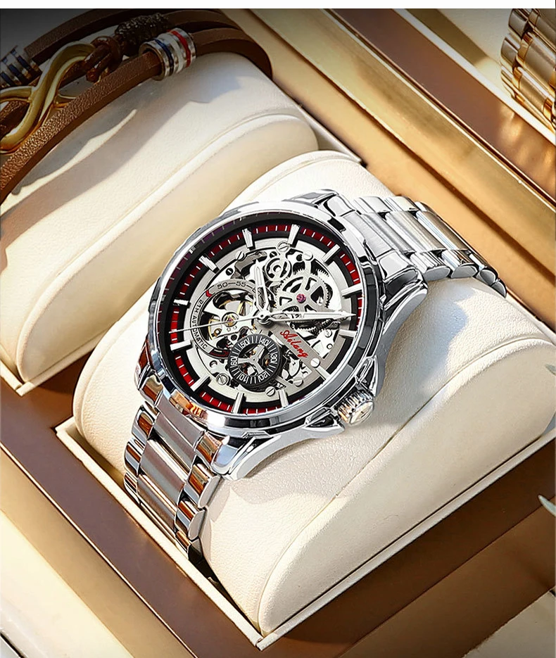Unique AILANG Skeleton Dial  Men Luxury  Automatic Mechanical Men es  Waterproof_voghion.com