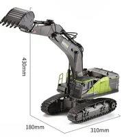 Huina 1593 1:14 RC Excavator 22CH Rotation Alloy Green RC Remote Control Truck Toys Double Track  Engineering Vehicle 2