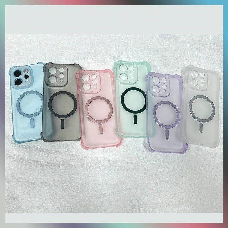 Advanced Four-Corner Anti-Shock Translucent Phone Case with Wireless Charging Compatibility