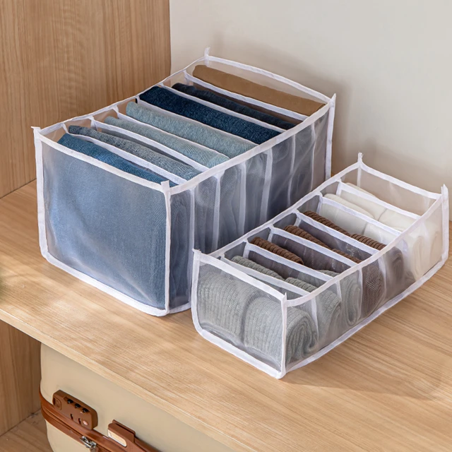 1pc/3pcs Fabric separate storage bag, Sock and Underwear Organizer - 6/7/11  Grids Drawer Organizers for Closet Storage - Foldable Cabinet Boxes for So