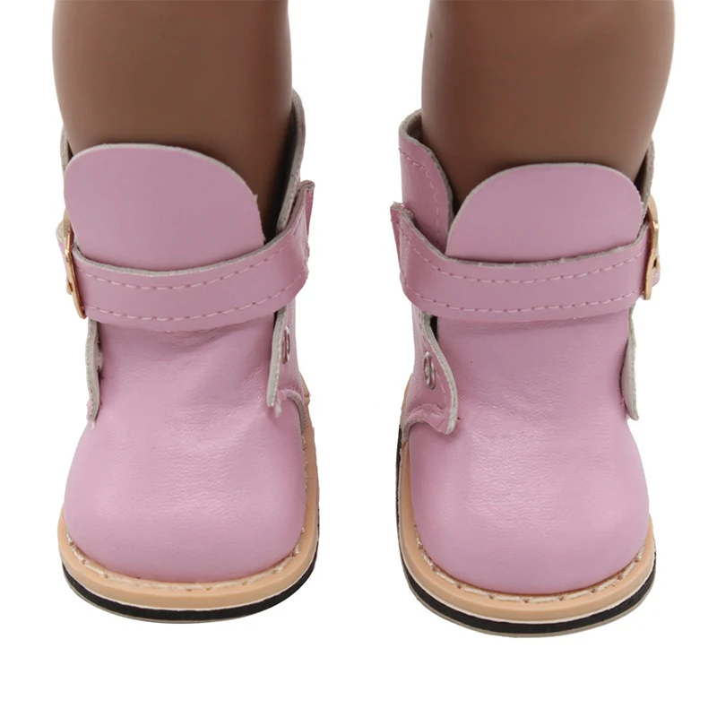 7Cm Doll Boots Pink Leather Cloth Denim Shoes Sneakers Fit 18 Inch American Doll&43cm Baby New Born Doll Girl`s Accessories Toy