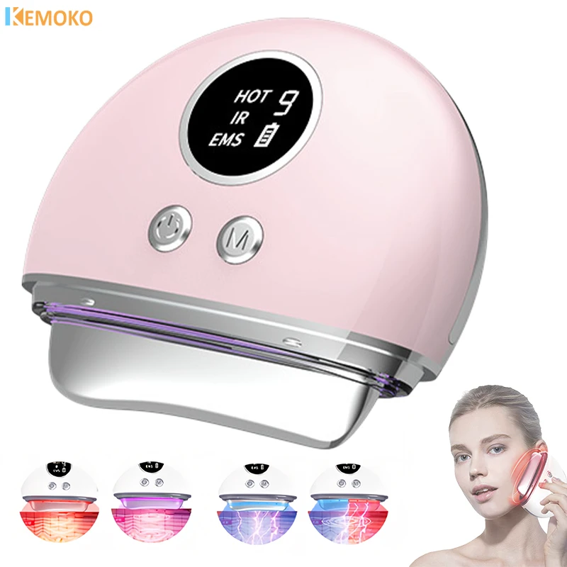 EMS Electric Guasha Scraper Board Face Microcurrent Massager Wrinkle Facial Lift Device Massage Plate FaceLifting Firming