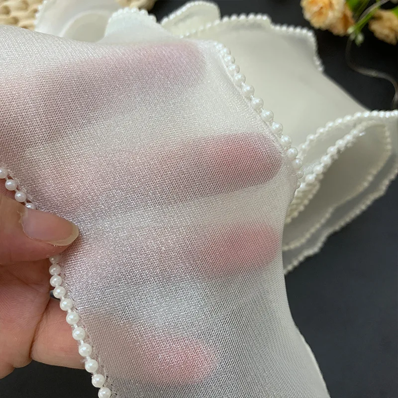 2야드 x 6cm 진주 피쉬테일 & 스타 레인 얀 리본 - 꽃무늬 포장 리본 & 헤어밴드 장식 DIY 의류 및 신부 헤어 액세서리용