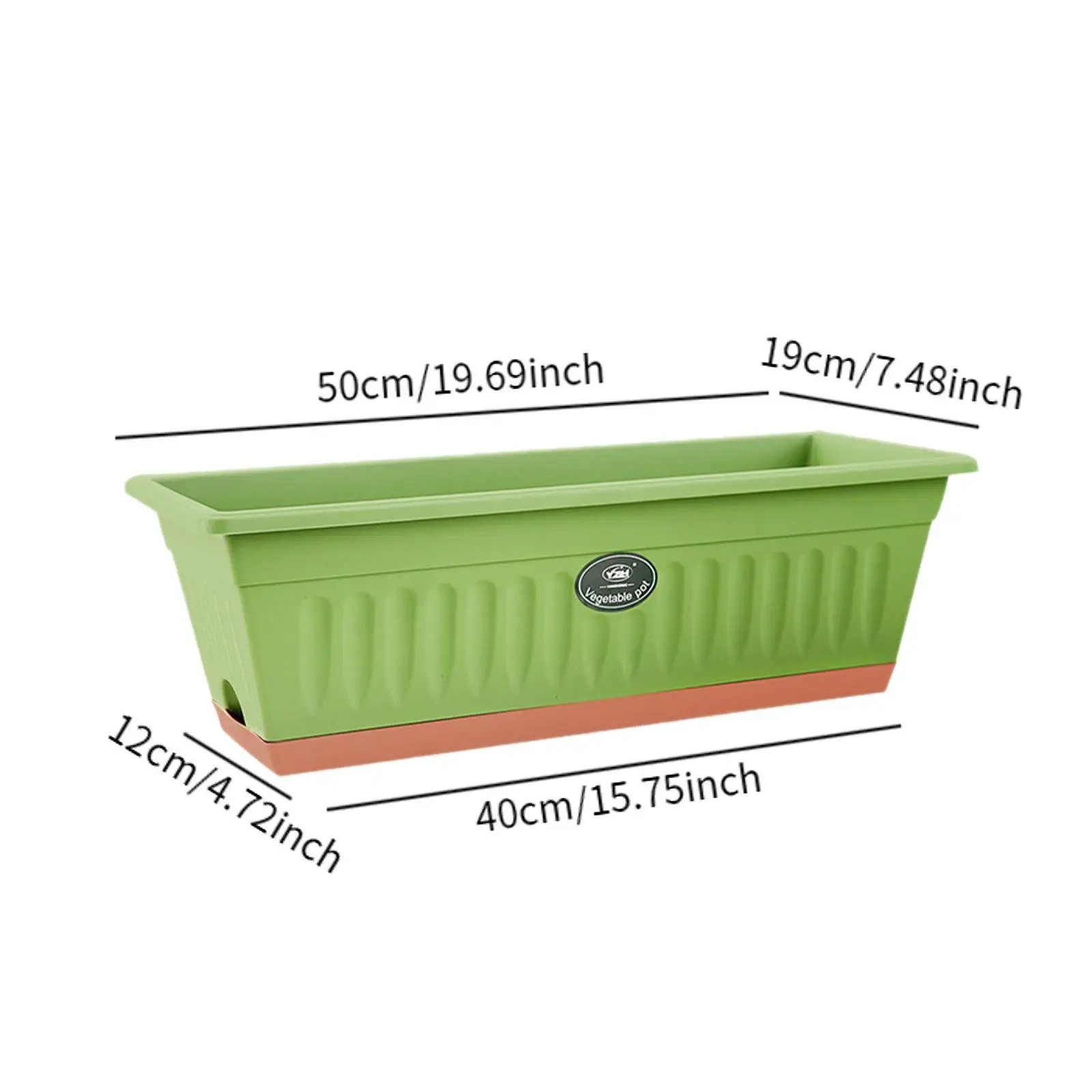 PP Flower Box Plant Pot with Tray Windowsill Planter 50x19x16cm Rectangle with