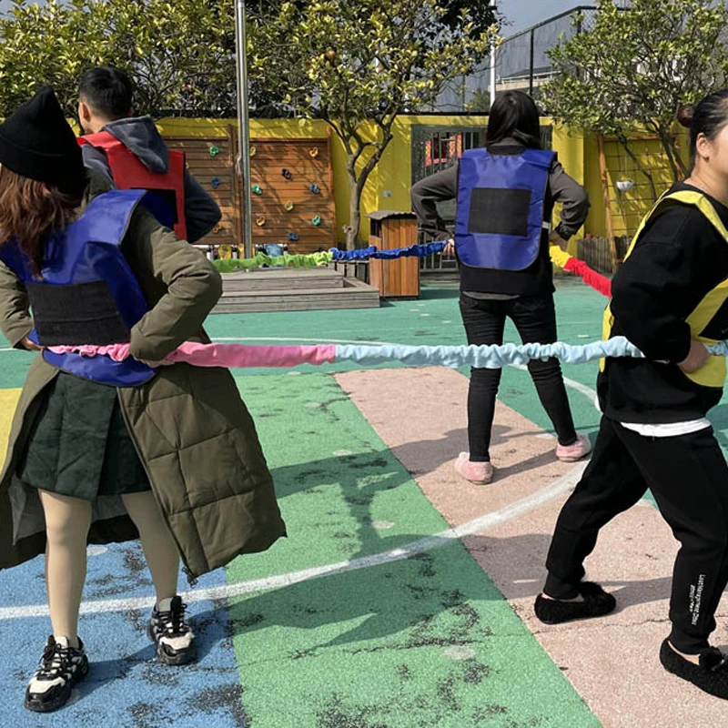 Outdoor-Gruppenspiele für Erwachsene und Kinder Elastisches Fleece-Kooperatives Dehnbares Band Sensorische Integrationsspielzeuge Teambuilding-Aktivitäten – Detail 2