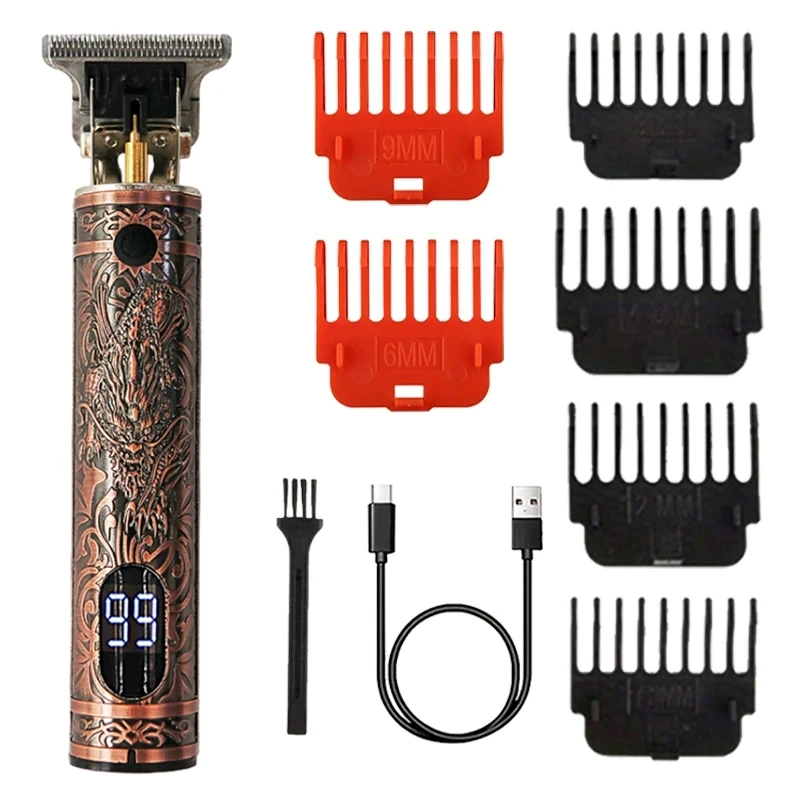 T-Blade Hair Clipper for Barbers – USB Rechargeable, Cordless Design, Precision Beard and Hair Trimming, Professional Engraving BEST SELLERS