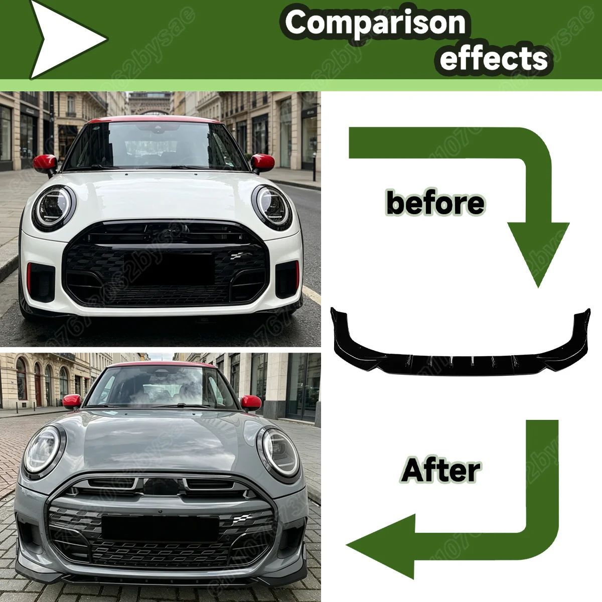 BMW 미니 쿠퍼 JCW F65 F66 F67 2024 2025 프론트 범퍼 립 로워 턱 스포일러 프론트 에이프런 스플리터 자동차 장식 부품