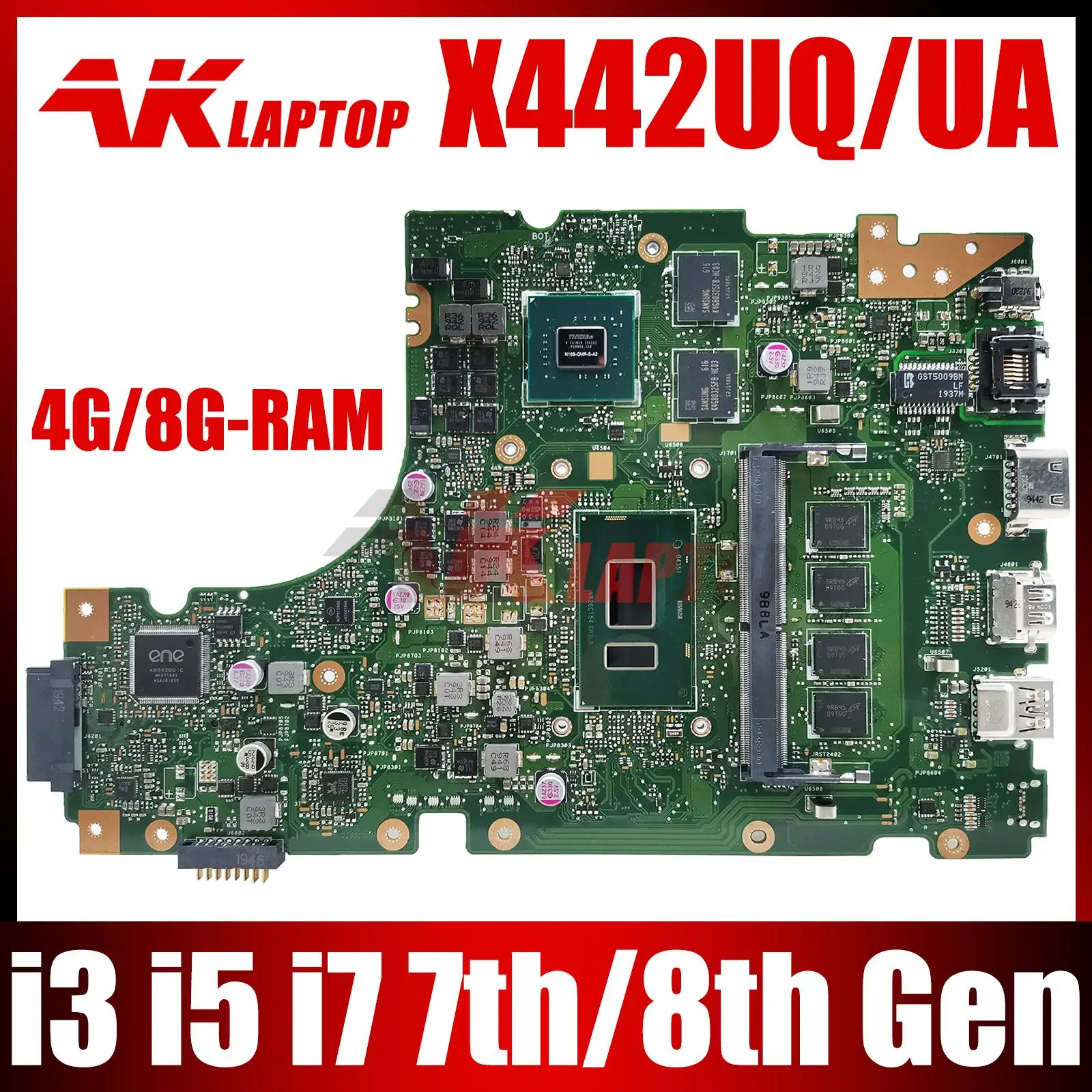 

X442UQ Mainboard X442U A480U R419U X442UN X442UQR X442URR X442UR X442UF X442UA X442UAR Laptop Motherboard i3 i5 i7 7th 8th Gen
