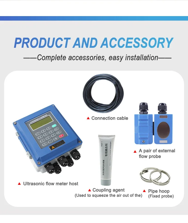 TUF-2000 Small Portable Clamp On Flow Meter LCD Display 4-20mA Ultrasonic Flow M