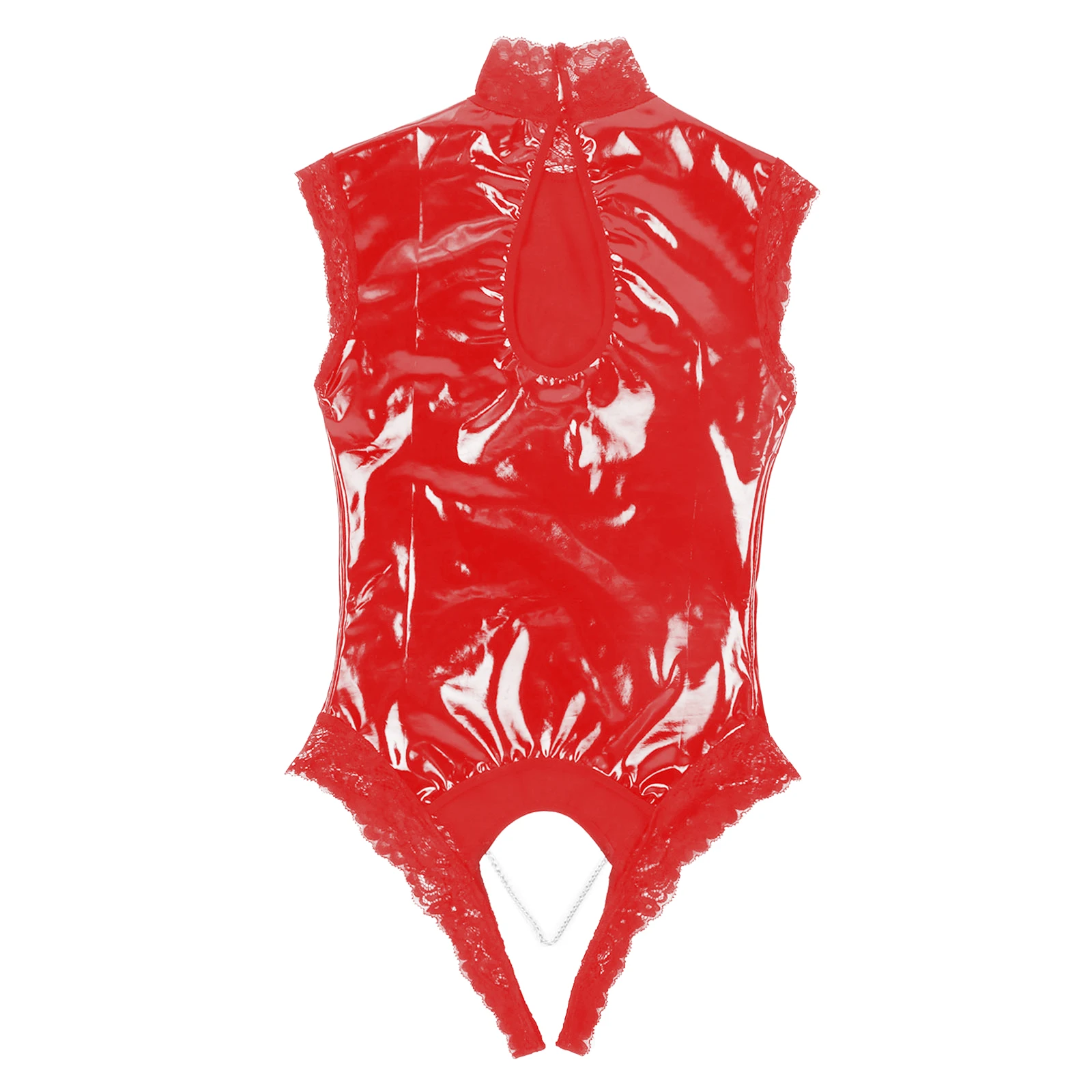 Women Underwear Sexy Lingerie Open Chest Open Cup Latex Bodysuit Femme Catsuit Cupless Crotchless Patent Leather Teddies