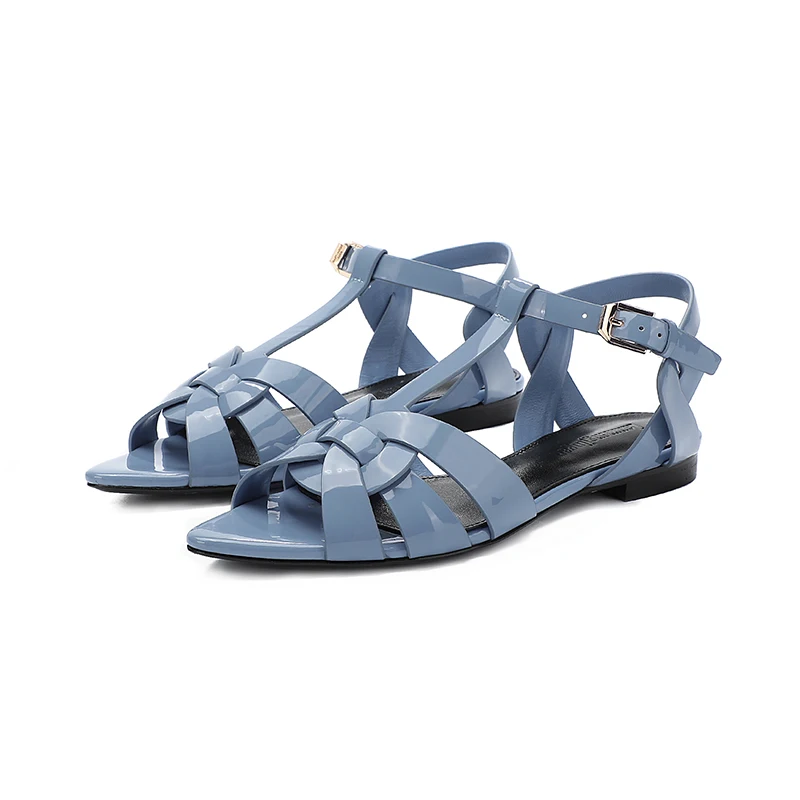 2023 Summer Roman Sandals Genuine Leather Pointed Open Toe Fashion Women's Shoes Luxury Party Shoes Outdoor Beach Shoes 35-43