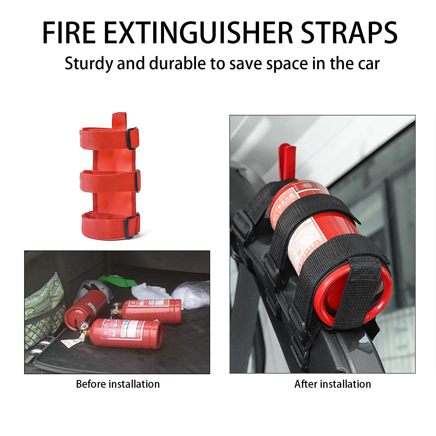 Car Roll Bar Fire Extinguisher Holder Car Accessories Fire Extinguisher Mount Strap for Jeep Wrangler TJ JK JL 97-18