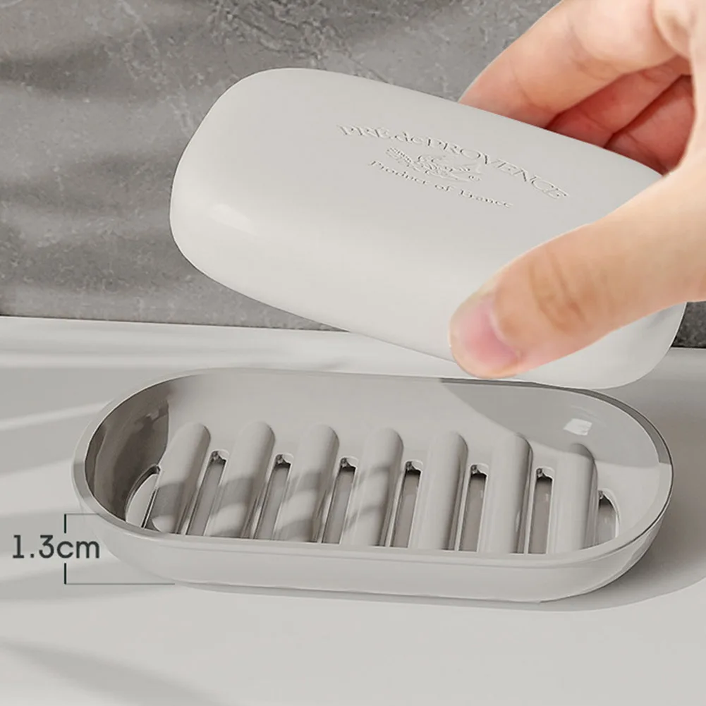 Travel Soap Container Leakproof Soap Box with Lid and Handle Sealed Drain Soap Dish Lightweight Waterproof for Bathroom