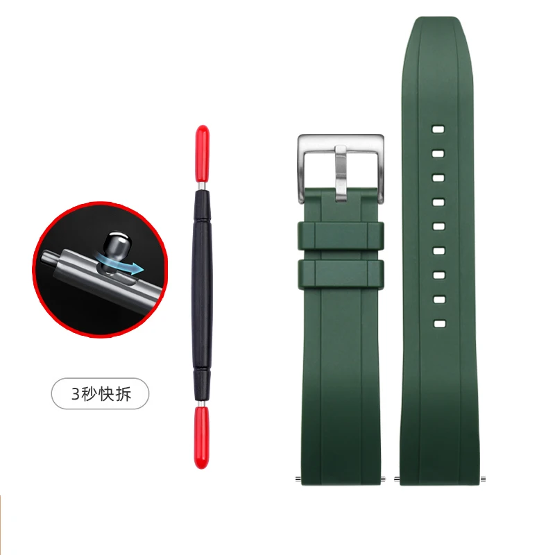 thumbnail image 1 of Correa de reloj deportiva de caucho fluorado verde de 20 mm y 22 mm, correa de silicona resistente al agua para Seiko, Rolex, Omega, pulsera para hombre, 1 of 5
