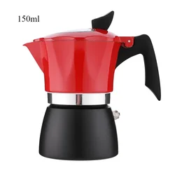 Premium Red Aluminum Stovetop Espresso Maker with Italian Design - Manual Coffee Percolator (150ml)
