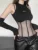 Black Bodysuit Lingerie Sexy Body Feminino See Through Corset Top Women Rave Outfit Mesh Patchwork One-Pieces Lenceria Femenina