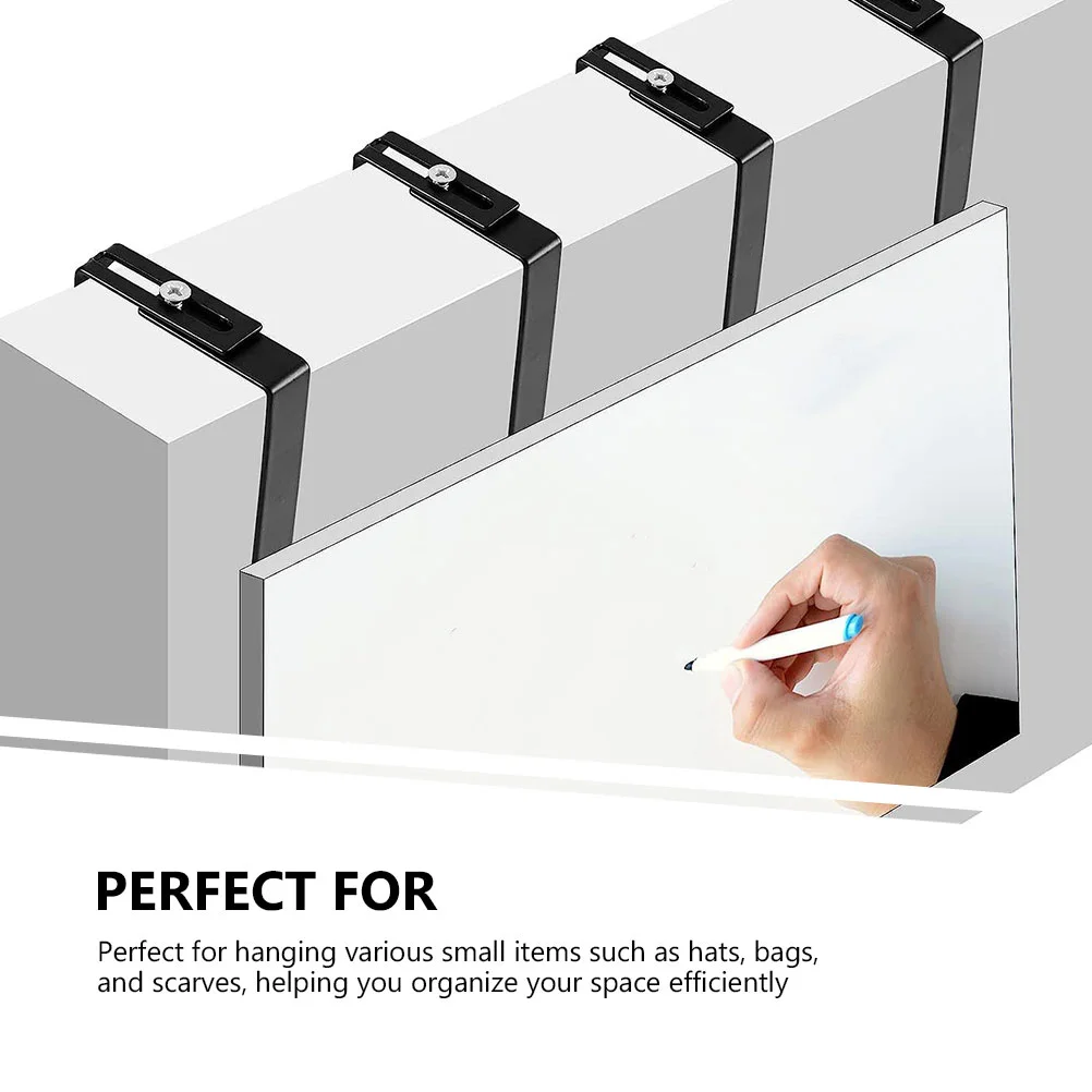 4Pcs Black Iron Hooks Adjustable Door Storage Hooks Wardrobe Hanging Rack Hat Hanger Heavy Duty Cubicle For Cabinets Home