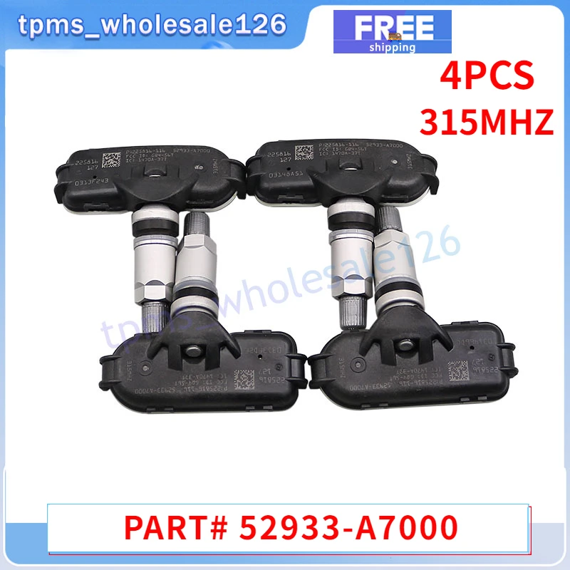 

52933-A7000 TPMS Car Tire Pressure Monitoring System Sensor 4PCS For 2014 2015 2016 HYUNDAI ELANTRA KIA FORTE5 315MHZ 52933A7000