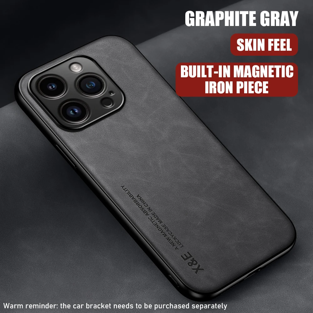 Luxury Magnetic Leather Case with Car Holder Support
