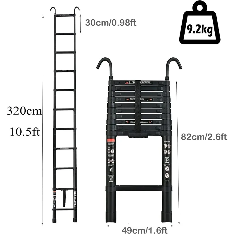 5.5ft Telescoping Ladder A-Frame Extension Lightweight 4+5 Step Folding Ladder Portable 330lbs Capacity Step telescoping ladder